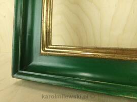 Mirror in green frame gilded gold leaf
