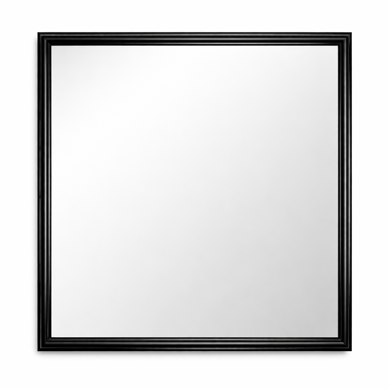 Decorative mirror in a solid wood black high-gloss frame — 50 mm moulding