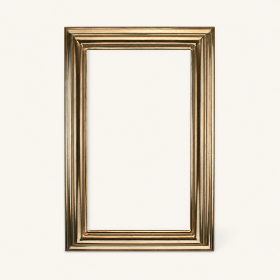 Hand-Gilded 22-Karat Moon Gold Leaf Picture Frame on Plum Bole