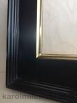 Custom picture frame 4'' wide gilded yellow gold leaf, with black sides and panel