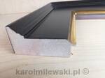 Custom picture frame 4'' wide gilded yellow gold leaf, with black sides and panel