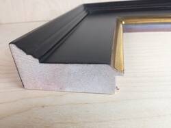 Custom picture frame 4'' wide gilded yellow gold leaf, with black sides and panel