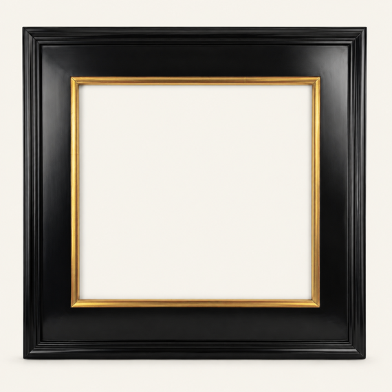 Casina 10 — Black Picture Frame with Hand-Gilded Detail, Made to Measure