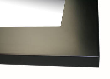 Corner of the black frame joined with wooden dowels