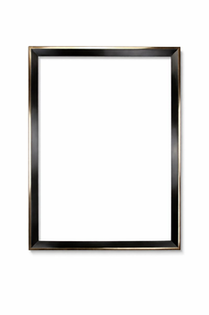 Rama do obrazów w czerni i złocie księżycowym 22K, wykonana z litego drewna, z ręcznym wykończeniem i detalami pozłacanymi na wodę.