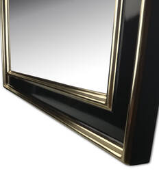 Zbliżenie profilu szerokiej ramy lustra glamour – złoto księżycowe 22 karat.