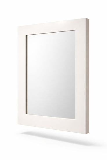 Custom mirror in white frame — solid wood, 100 mm moulding, semi-matte finish
