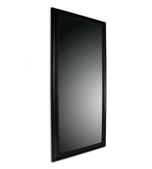 Black solid wood mirror frame — 67 mm moulding width, semi-matte finish, SGG Miralite® 4 mm OptiWhite glass