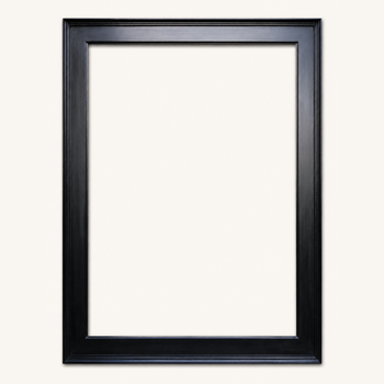 Wide black picture frame for canvas paintings, 120 mm moulding hand painted and patinated with grey pigment