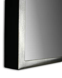 Mirror frame gilded with white gold leaf on grey bole