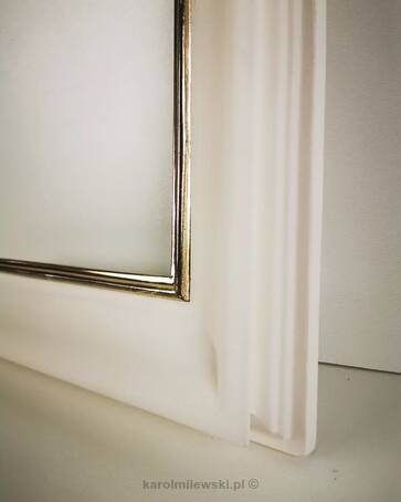 White matt picture frame with gilded lip.