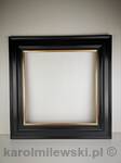 Finished gilded frame with 22K gold leaf and red bole, ready for gallery display.