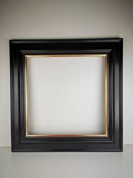 Finished gilded frame with 22K gold leaf and red bole, ready for gallery display.