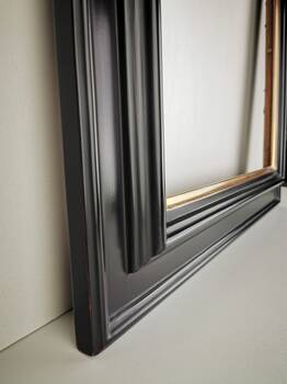 Luxury made-to-measure gilded picture frame with mortise joints and custom bole colour.