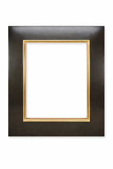 Wide brown made-to-measure picture frame with a sight edge gilded in 22-karat moon gold with a warm glow — front view
