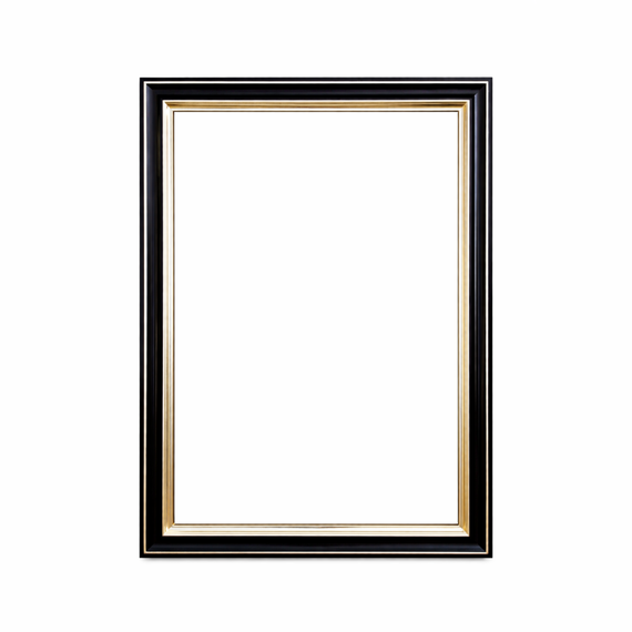 Black Coved Picture Frame for Oil Paintings, Gilded with White Gold Leaf
