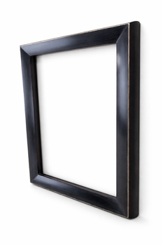 Widok pod kątem 3/4 – rama do obrazu na zamówienie, czarna z odsłoniętym złotem 22K na krawędziach