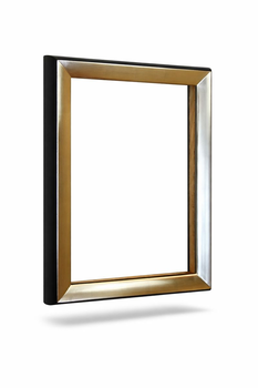 Picture frame in the palladium finish shown in perspective, rabbet depth and hand-painted black sides visible