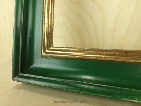 Mirror in  gold gilded green frame