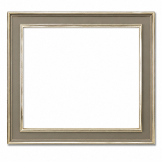 Classical grey picture frame with 12-karat white gold leaf — catalogue photograph