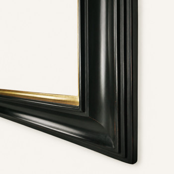 Black gilded picture frame at an angle, 22K gold leaf 