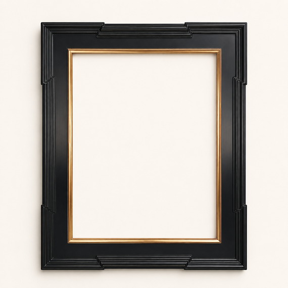 Black picture frame with Flemish corners in 22-karat moon gold — Casina 2