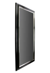 Mirror in black frame gilded with white gold leaf