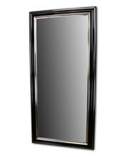 Bespoke mirror in black frame gilded with white gold