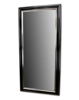 Black Glamour Framed Mirror with 6-Karat White Gold Leaf – Made to Measure