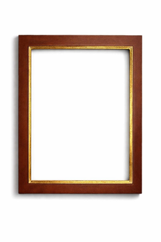 Rama do obrazu na wymiar, kolor czekoladowy brąz, płaska listwa, złocony brzeg 23 K