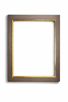 Rama do obrazu na wymiar, kolor szarobrązowy, płaska listwa, złocony brzeg 23 K