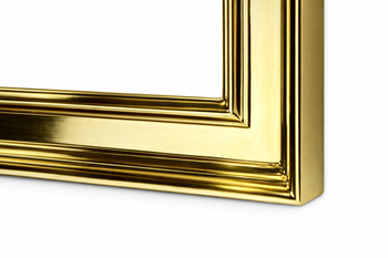 Krawędź ramy pozłacanej 23K – widoczna faktura i polerowanie agatem.