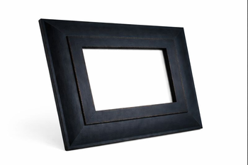 Hand-painted picture frame in blue black, wide reverse profile moulding