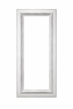 White distressed vintage solid wood frame without glass – tall vertical format, front view showing frame proportions for a floor-standing or made-to-measure mirror
