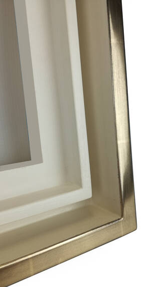 Deep custom picture frame, gold gilded and painted