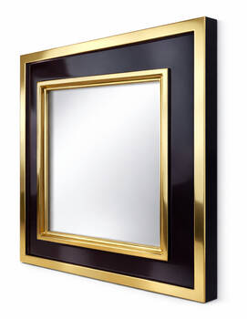 Lustro w burgundowo złotej ramie, widok z boku