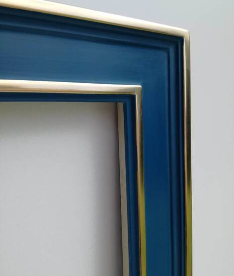 Blue picture frame, gilt 22ct moon gold leaf
