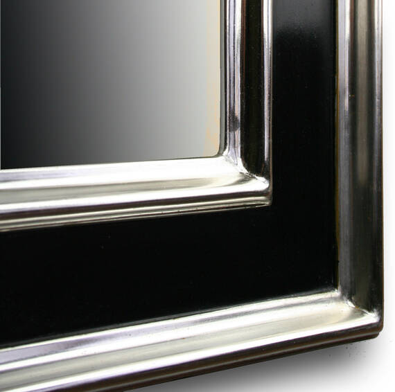 Bespoke mirror in black frame gilded with white gold