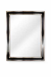Bespoke mirror in black frame gilded with white gold