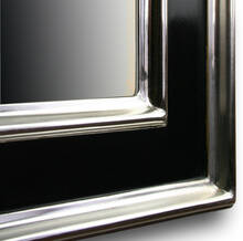 Bespoke mirror in black frame gilded with white gold