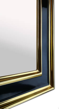 Eleganckie lustro Nero Glam 23K ze szkłem premium SGG Miralite® Pure Diamant, zapewniającym idealne odbicie.