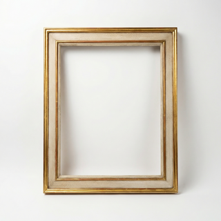 Rama do obrazu na wymiar – złamana biel, złoto płatkowe 23K, efekt spękania