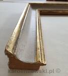 Picture frame gilded 22ct yellow gold, channel and sides painted chalk.