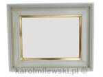 Picture frame gilded with 22ct yellow gold on inside edge, partially painted antique chalk.