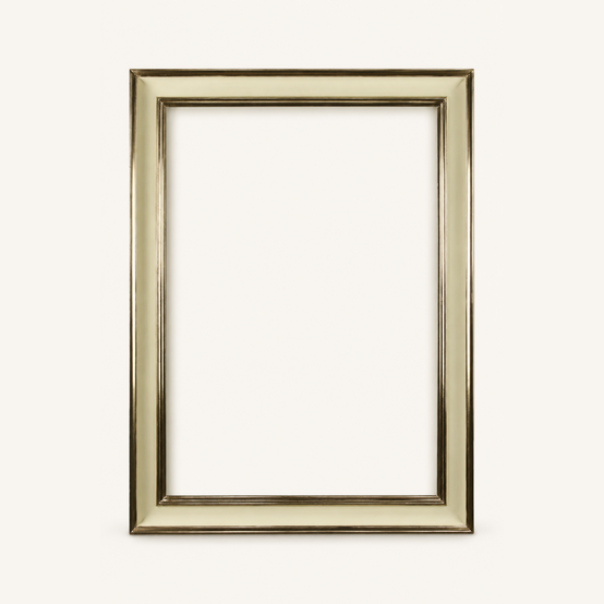Cream and gold picture frame, front view – ivory moulding face with moon gold gilded edges
