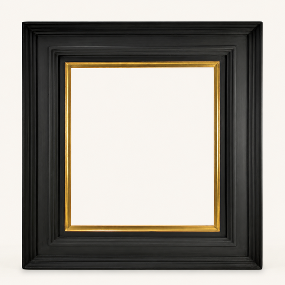 Wide Black Picture Frame with 23K Gold Leaf — 110 mm