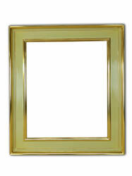 Kremowo-niebieska rama do obrazu z delikatnym złoceniem płatkowym, eleganckie wykończenie.