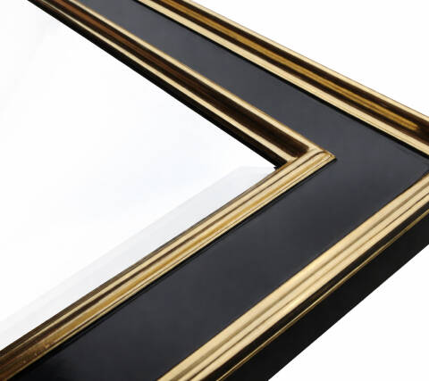 Black and Gold Framed Mirror — Classic Profile, Hand-Gilded with Real Gold Leaf